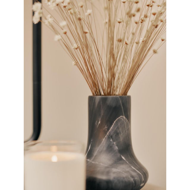 Jasper Marble Vase Small, Black For Sale - Image 4 of 6