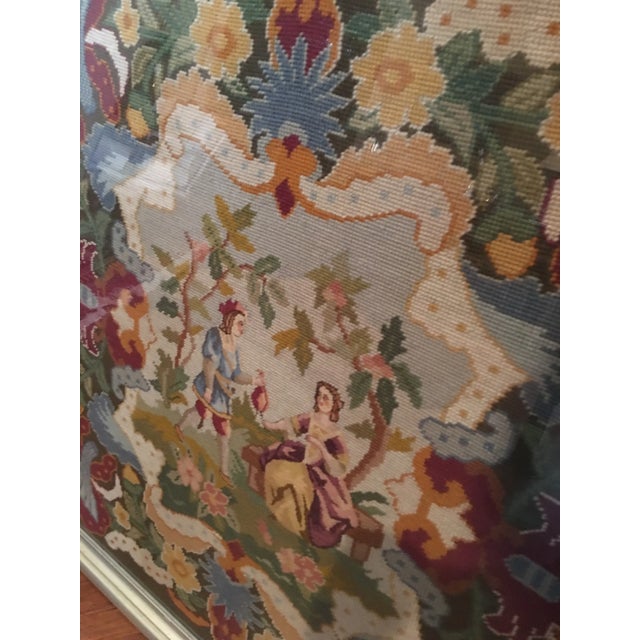 Framed French Needlepoint Scene For Sale - Image 4 of 5