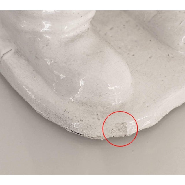 Ceramic Art Deco White Craquelé Sculpture For Sale - Image 7 of 8