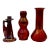 Antique Red Lustre Glazed Art Pottery Collection of Vases and Candle Holder For Sale