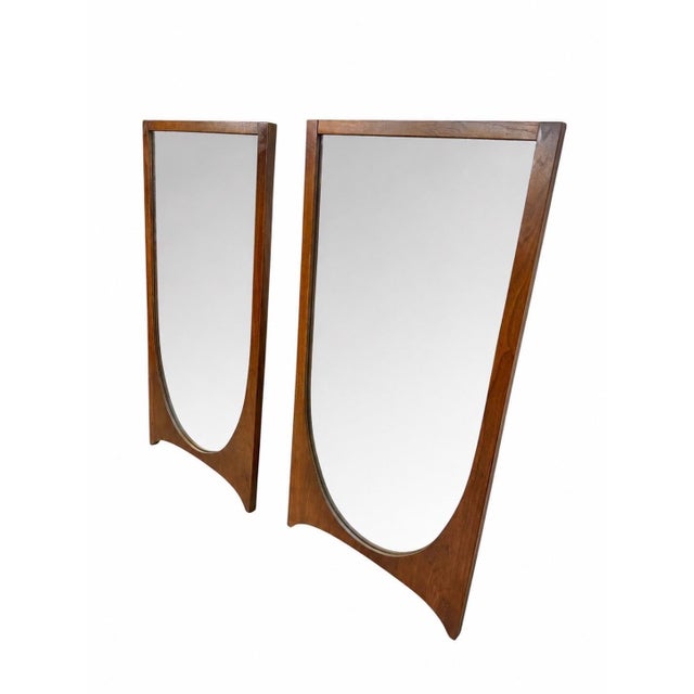 Mid-Century Modern Mid-Century Modern Broyhill Brasilia Walnut Wall Mirrors - Set of 2 For Sale - Image 3 of 5