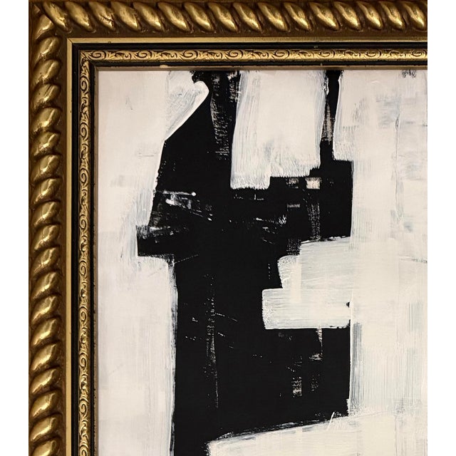 Abstract Original Contemporary Abstract Black and White Framed Painting For Sale - Image 3 of 3