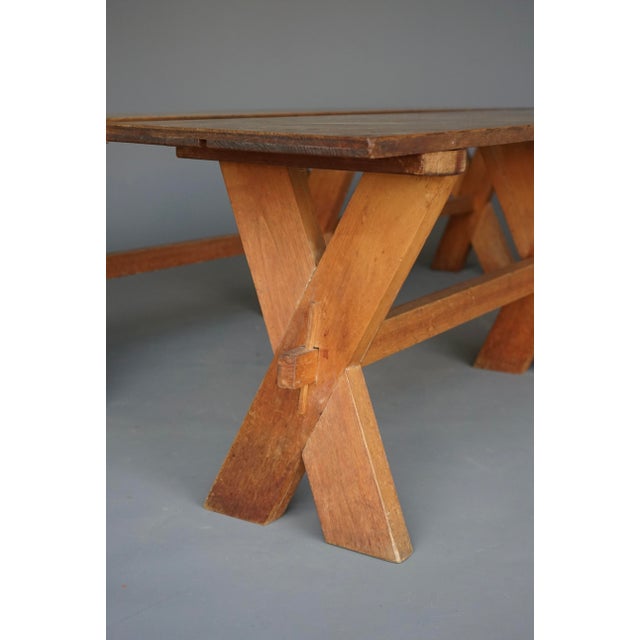 Rustic Farmhouse Benches in Cherry and Oak, 1940s, Set of 2 For Sale - Image 12 of 13