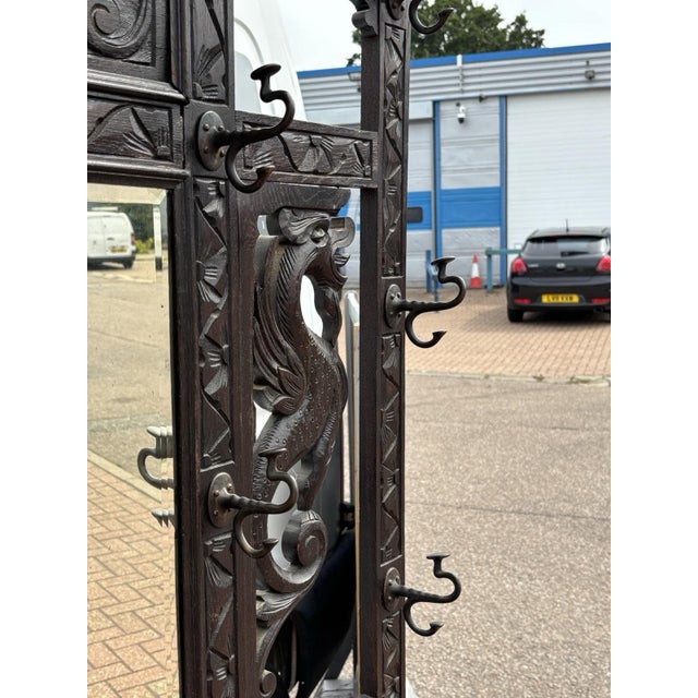 Victorian Oak Hall Stand with Mirror For Sale - Image 6 of 18