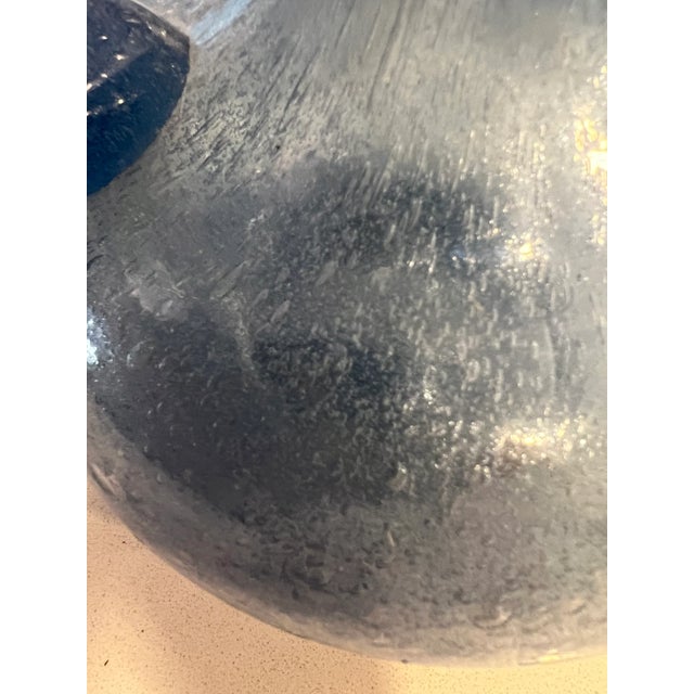 Mid-Century Mexican Hand Blown Light Blue “Bubble Glass” Carafe and Glass Set- 10 Pieces For Sale - Image 12 of 12