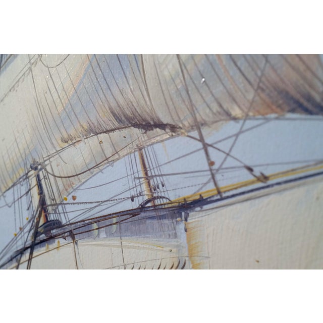 Late 20th Century Original Oil Painting Clipper Ship at Sea, Signed Ambrose Marine Art For Sale - Image 4 of 8