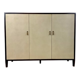 Currey & Co. Modern Ivory Faux Shagreen Server/Bar Prototype For Sale