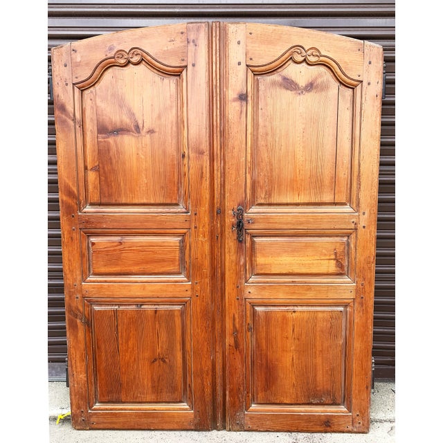 Rustic European 18th C Antique French Pine Armoire Doors - A Pair For Sale - Image 3 of 13