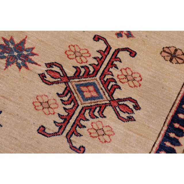 Textile Tribal Super Kazak Lt. Gold/Red Wool Rug - 5'4'' X 8'0'' For Sale - Image 7 of 10