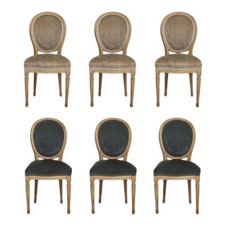 Vintage Louis Xvi, Style Painted Dining Room Chairs - Set of Six For Sale