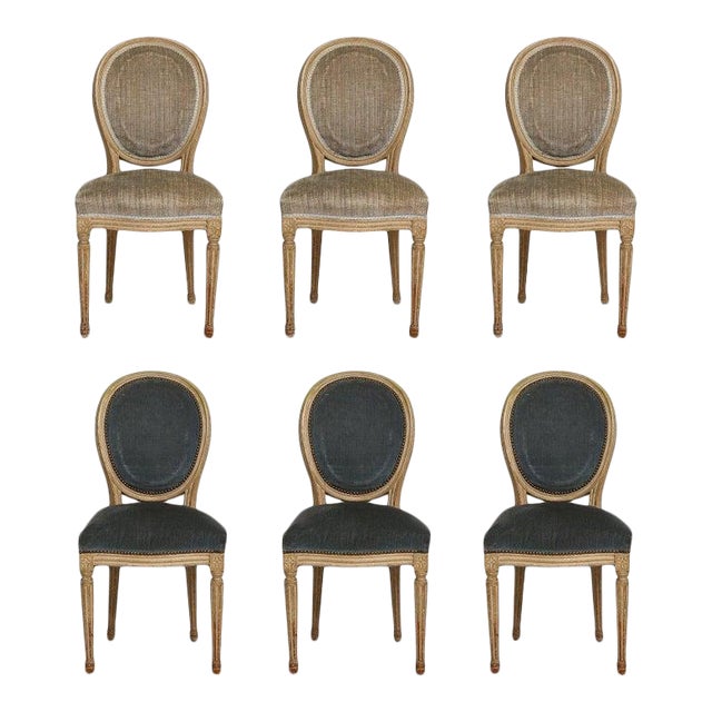 Vintage Louis Xvi, Style Painted Dining Room Chairs - Set of Six For Sale