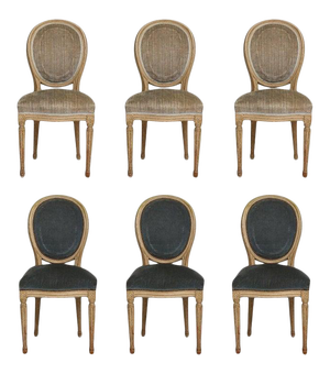 Vintage Louis Xvi, Style Painted Dining Room Chairs - Set of Six