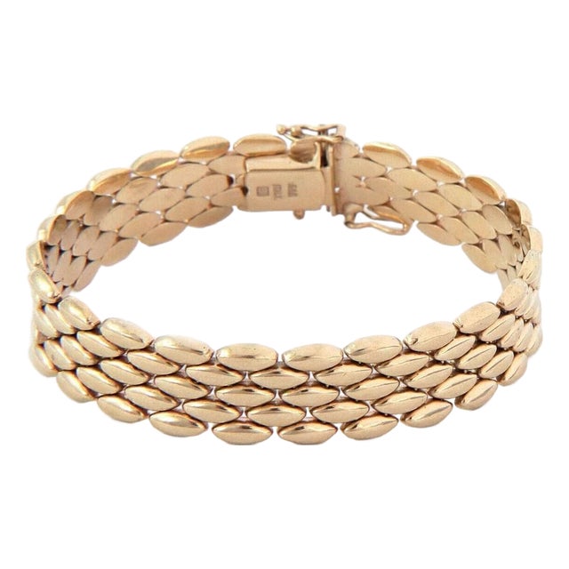 Mid 20th Century Five Row 14k Yellow Gold Link Flex Bracelet For Sale