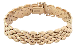 Mid 20th Century Five Row 14k Yellow Gold Link Flex Bracelet
