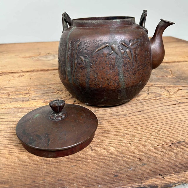 Antique Japanese Copper Teapot For Sale - Image 3 of 18