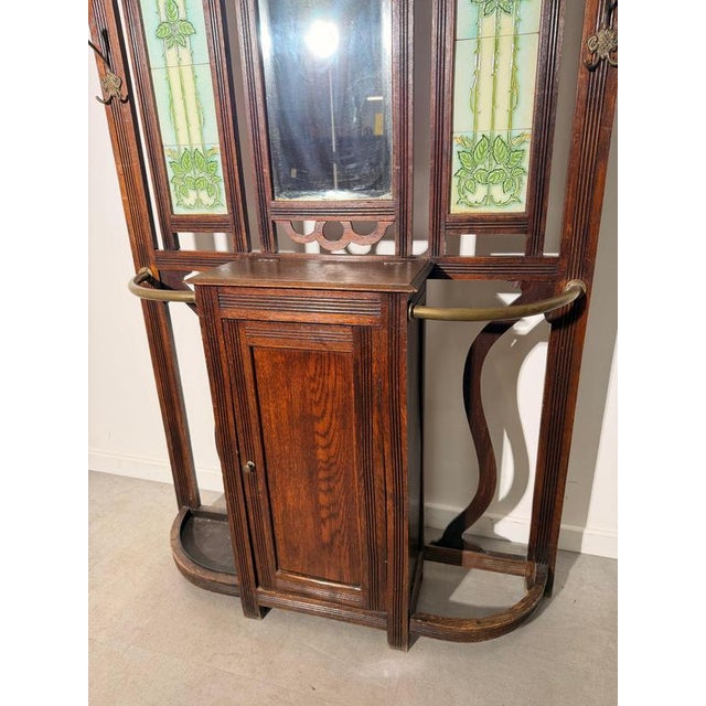 Antique Art Nouveau Hall Stand with Mirror For Sale - Image 5 of 7