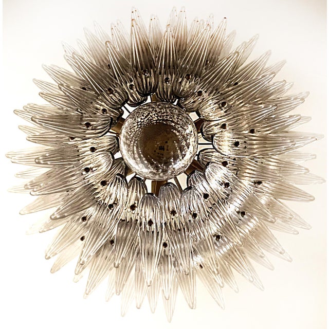 Glass Palmette Ceiling Light with 104 Smoked Glasses, 1980s For Sale - Image 7 of 18