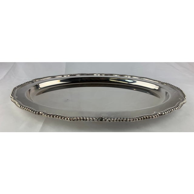 Mid 20th Century Mid Century Silver-Platted Large Serving Platter For Sale - Image 4 of 9