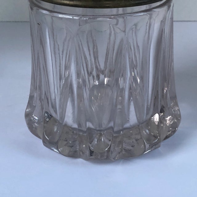 Late 19th Century Antique Art Nouveau Heavy Glass Ornate Floral Brass Lid Humidor Jar For Sale - Image 5 of 12