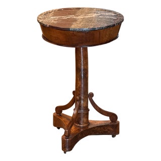 19th Century French Walnut Table With Marble Top For Sale