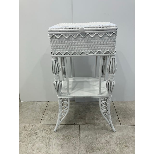Wood Late 19th Century Victorian Wicker Sewing Stand For Sale - Image 7 of 7