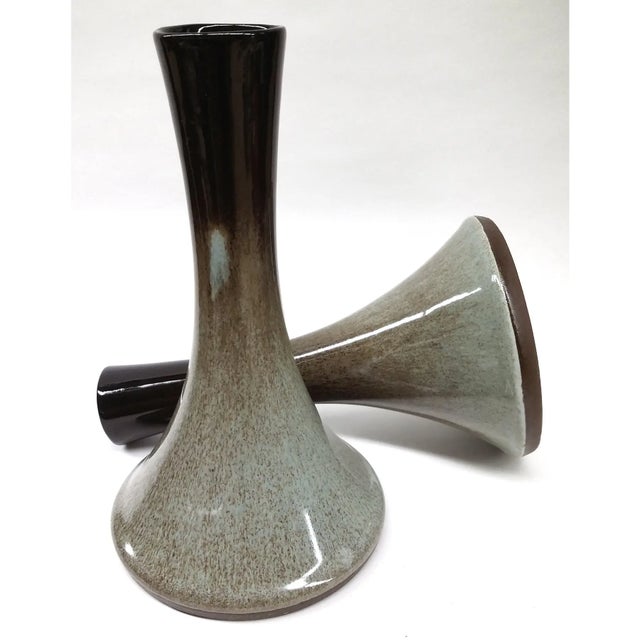 Despite being crafted in 1981, the shape of these artisan vases is so Mid-century chic! Designed by Peter Pots, a...