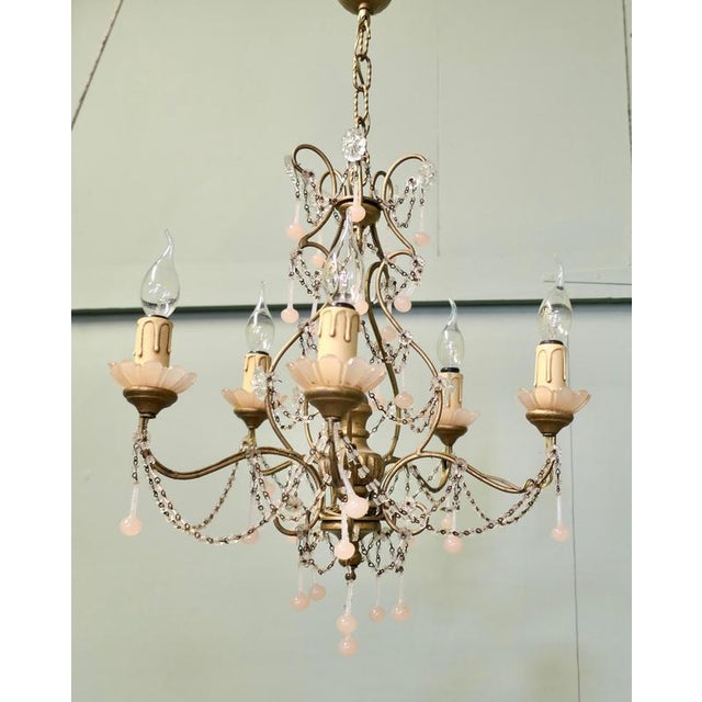 Vintage Art Deco Pink Venetian Chandelier, 1920 For Sale - Image 4 of 7