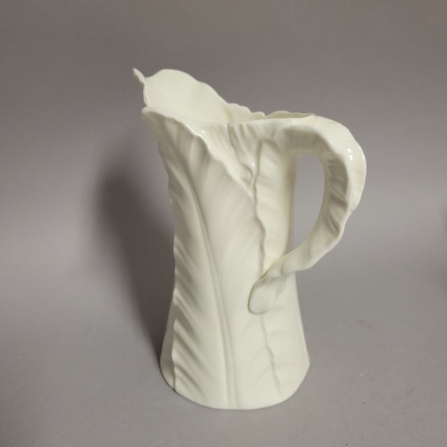 1950s Royal Worcester Bone China Leaf-Molded Pitcher or Vase For Sale - Image 5 of 10