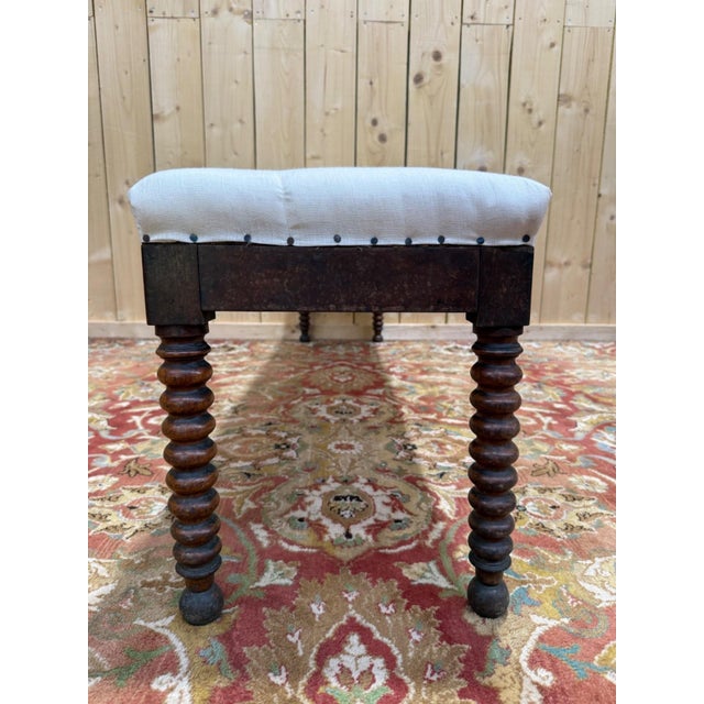 Long Office Bench with Turned Legs For Sale - Image 4 of 6