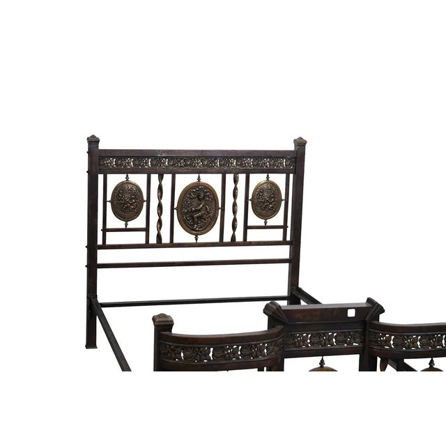 Antique French Brass & Bronze Bed, Headboard & Footboard For Sale - Image 4 of 7