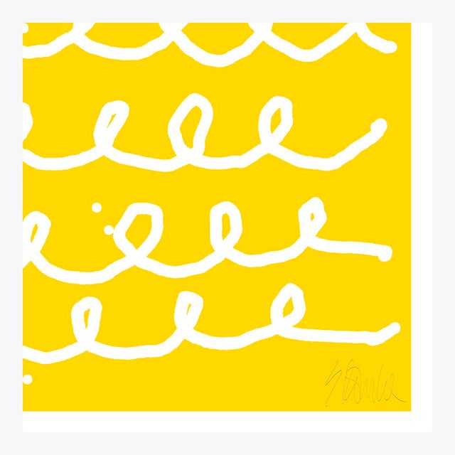 Not Yet Made - Made To Order Bumpy Train Ride in White on Yellow Fine Art Print 43.5" X 61" by Liz Roache For Sale - Image 5 of 6