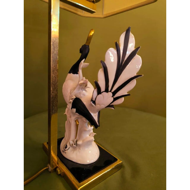 Rococo Swan Lamp with Lampshade, 1960s For Sale - Image 3 of 11