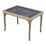 Vintage Chinoiserie Silver Giltwood Faux Bamboo Cocktail Table For Sale