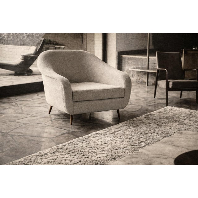 Curva Armchair With Tubular Legs in Bouclé by Joaquim Tenreiro for Langenbach & Tenreiro, Brazilian Modern, 1960 For Sale - Image 17 of 18