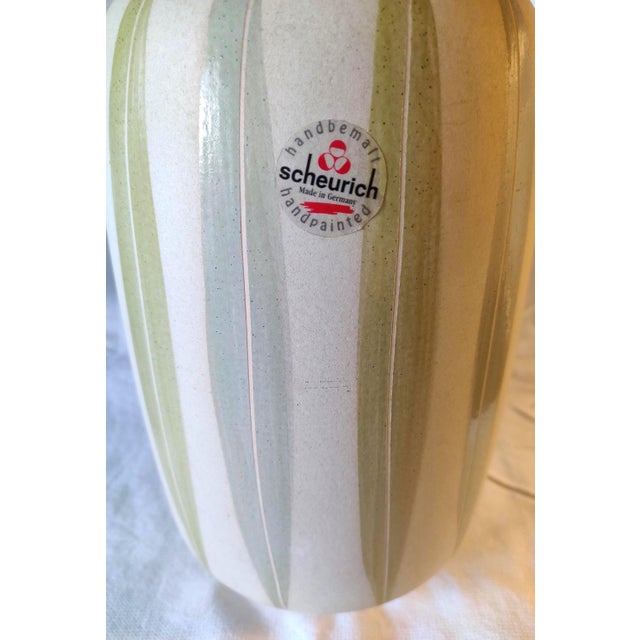Mid-Century Green Leaf Feather Pattern Vase from Scheurich Keramik, 1970s For Sale - Image 4 of 7