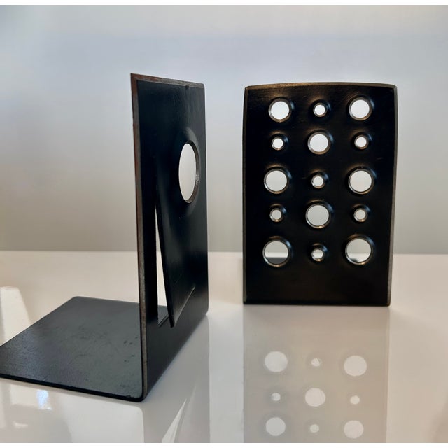 Modernist Sculptural Bookends in Steel, Germany 1950s, Set of 2 For Sale - Image 6 of 18