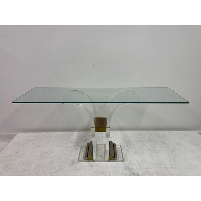 Acrylic and Metal Console Tables, 1970s, Set of 2 For Sale - Image 3 of 14