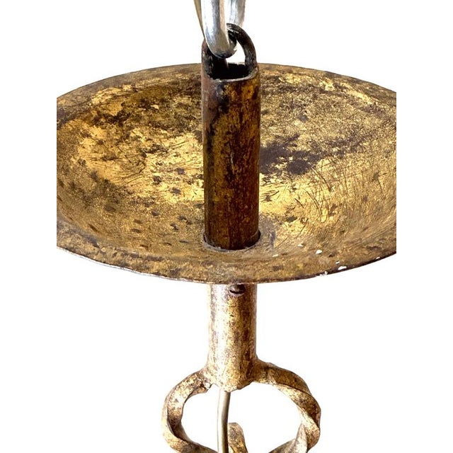Metal Arts and Crafts Golden Hand-Forged Six-Light Iron Chandelier, Germany, 1920s For Sale - Image 7 of 18