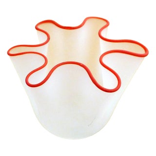 Small Fazzoletto Handkerchief-Shaped Vase in Frosted Glass, 1950s For Sale