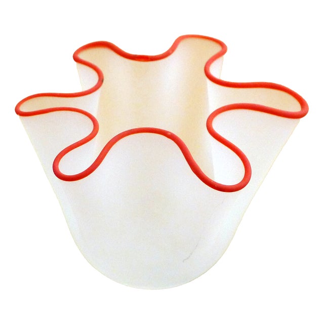Small Fazzoletto Handkerchief-Shaped Vase in Frosted Glass, 1950s For Sale