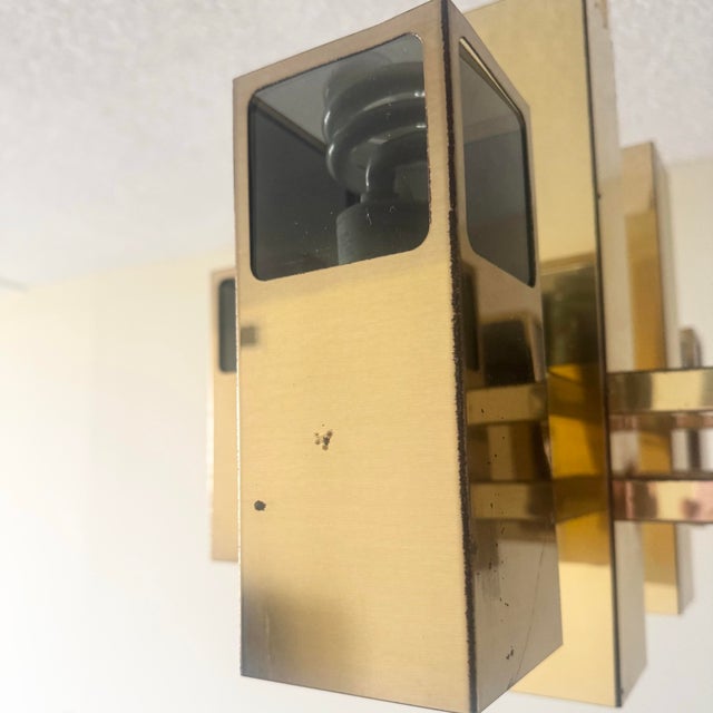 Mid Century Modern Brass Finish and Smoked Lucite Chandelier by Robert Sonneman For Sale - Image 10 of 10