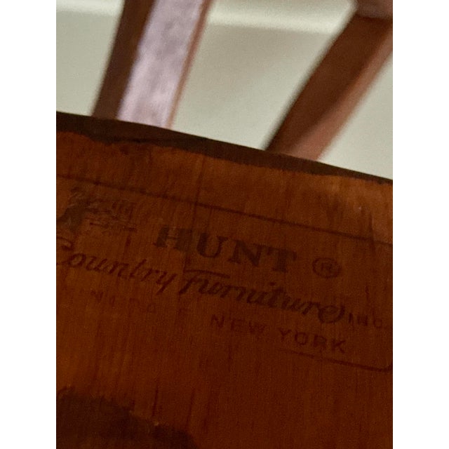 Mid 20th Century Set of 4 Rustic Solid Wood Windsor Style Dining Chairs by Hunt Furniture For Sale - Image 9 of 11