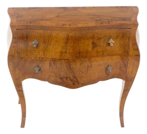 Italian Bombay Thick Olive Burl Wood Veneers Two Drawers Console Commode Chest