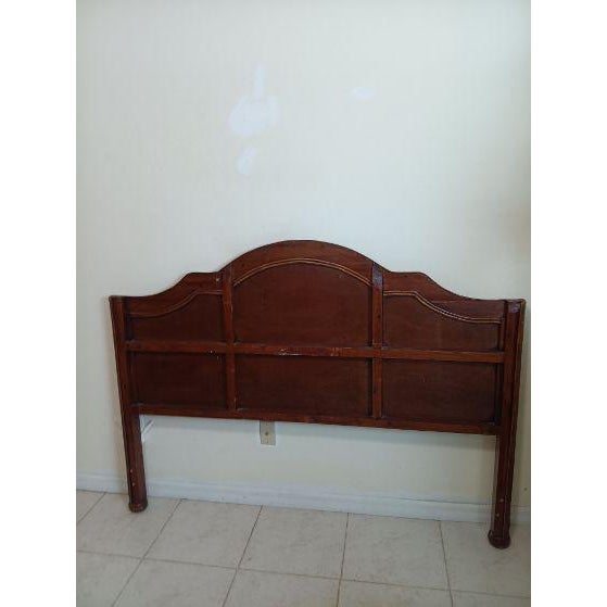 Vintage Wicker Bamboo Queen Headboard Tommy Bahama Style Dark Tone For Sale - Image 4 of 7