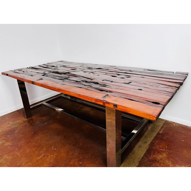 Early 21st Century Raw Wood & Chrome Dining Table For Sale - Image 5 of 12