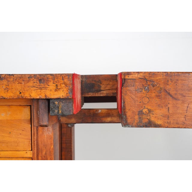 Vintage Industrial Woodworkers Workbench For Sale - Image 12 of 16