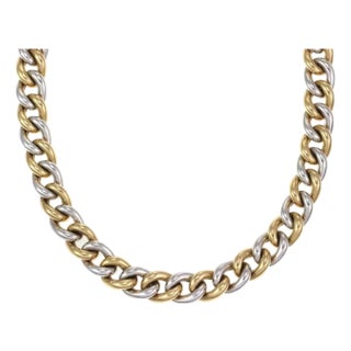 Roberto Coin Sapphire 18k Gold Puffed Curb Link Toggle Clasp Necklace For Sale