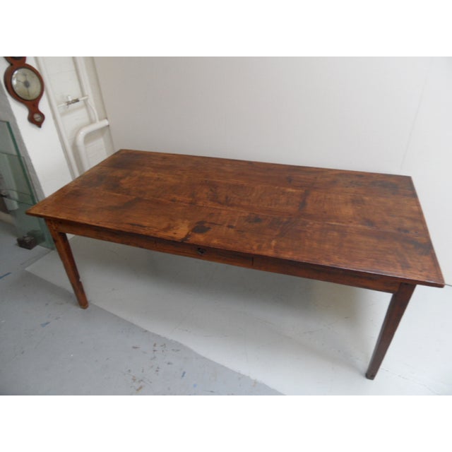 Antique Oak French Dining Table with Drawer For Sale - Image 4 of 10