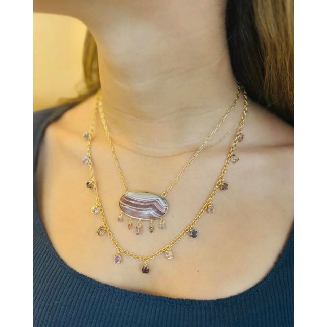 Spinel Necklace With 14k Gold Oval Link Chain For Sale - Image 4 of 11