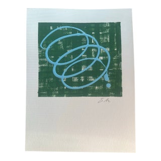 Erin Simon Original “Imperfection” (In Green With Blue) Abstract Acrylic Painting For Sale